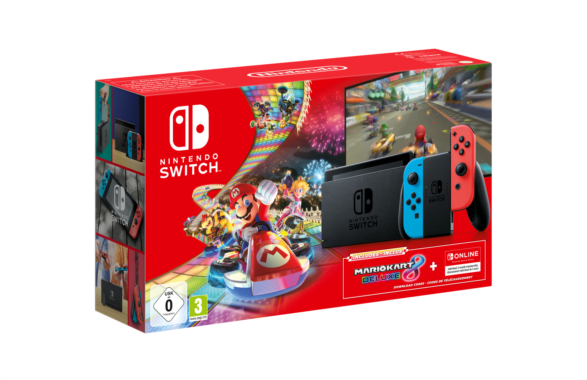 Konzole Nintendo Switch - Neon Red/Neon Blue (2019) + Mario Kart 8 Deluxe + 3 měsíce Nintendo Online (SWITCH)