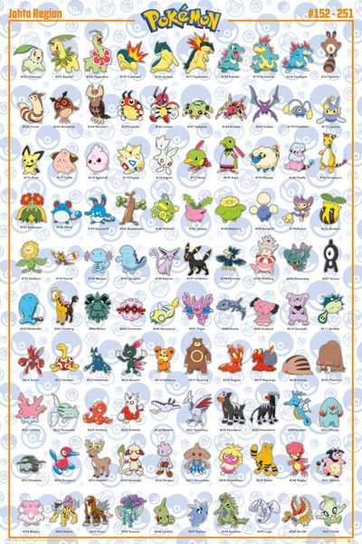 Plakát Pokémon - Johto