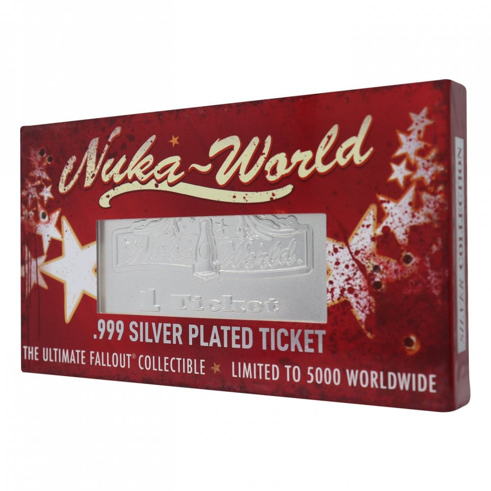 Sběratelská plaketka Fallout - Nuka World Ticket (postříbřená)