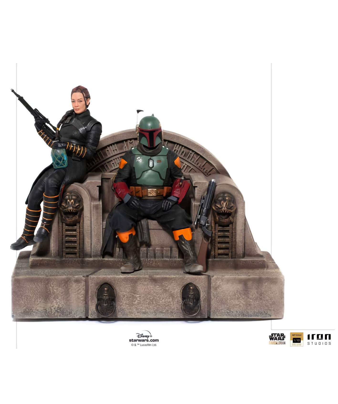 Figurka Star Wars: The Mandalorian - Boba Fett and Fennec Shand on Throne Deluxe BDS Art Scale 1/10 (Iron Studios)