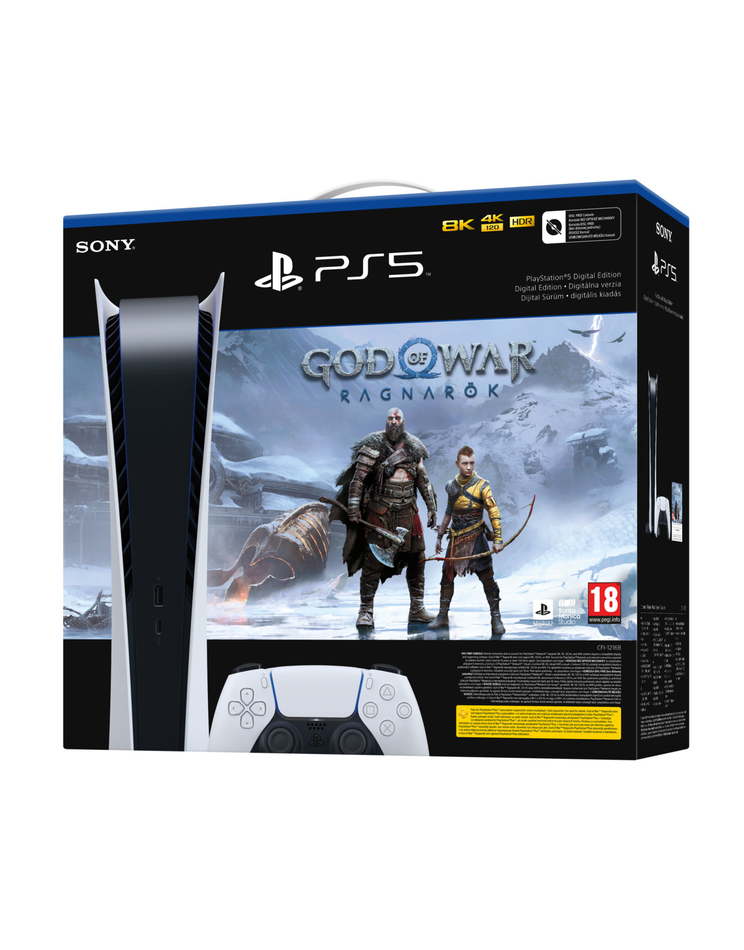 Konzole PlayStation 5 825 GB - Bílá (Digital Edition) + God of War Ragnarok (PS5)