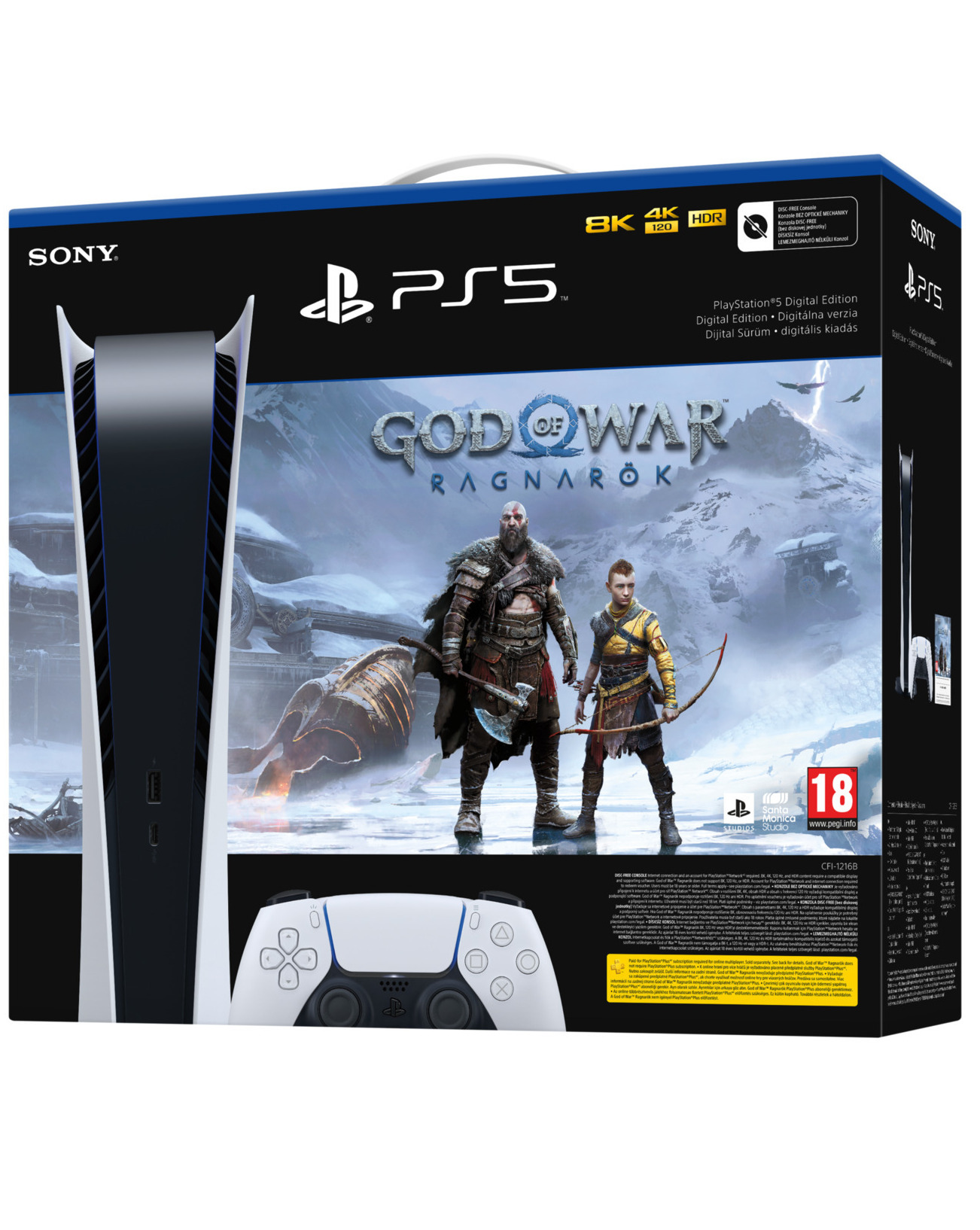 Konzole PlayStation 5 825 GB - Bílá (Digital Edition) + God of War Ragnarok (rozbalená)