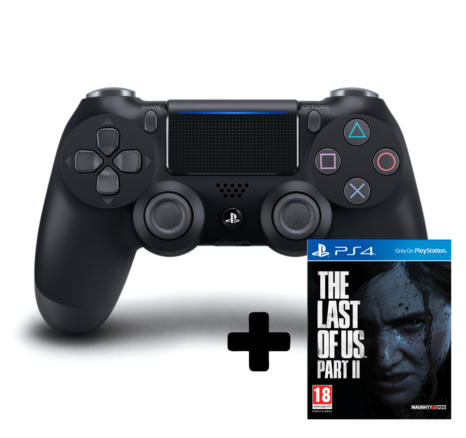 DualShock 4 ovladač - Černý V2 + The Last of Us Part II (PS4)