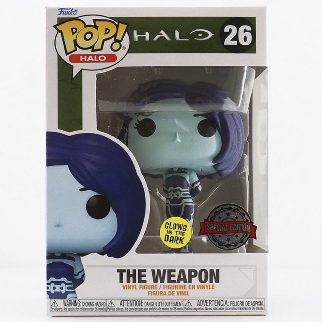 Funko Pop! Halo Infinite: The Weapon #026 - Esclusiva GameStop - Figura In Vinile 9,7 Cm Con Effetto Glow In The Dark (Blu) - Protettore Incluso