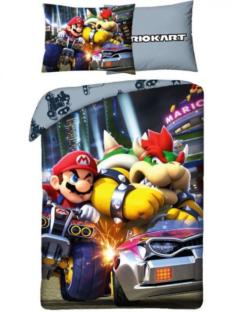 Povlečení Super Mario - Mario Kart with Bowser