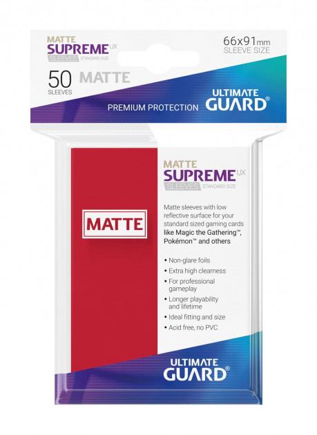 Ochranné obaly na karty Ultimate Guard - Supreme UX Sleeves Standard Matte Red (50 ks)